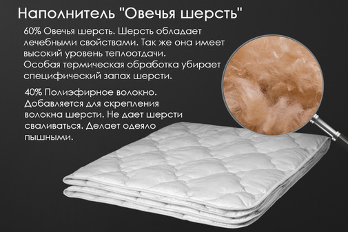 Одеяло овечья шерсть микрофибра Реноме