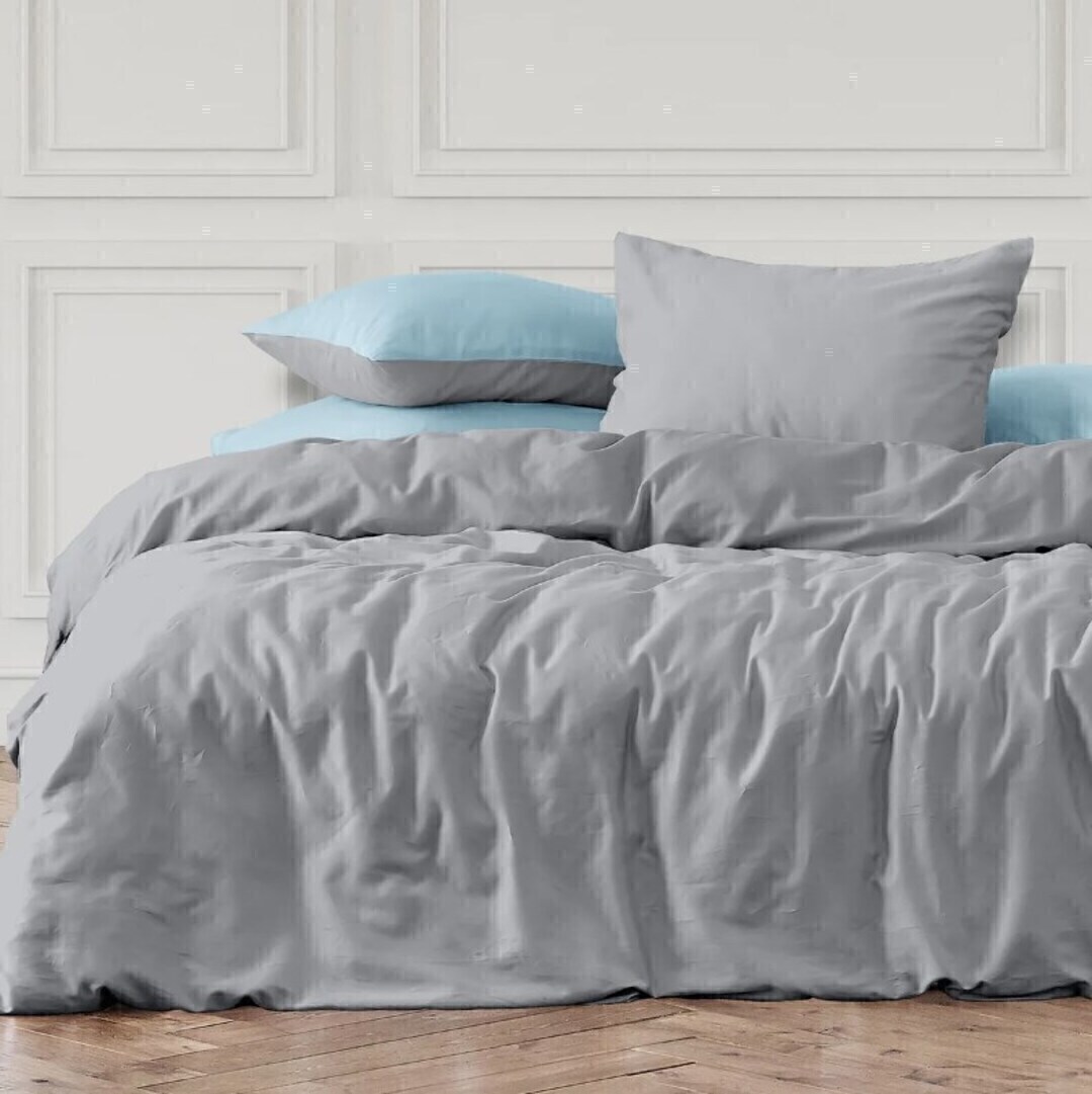 КПБ евро перкаль Унисон <86061-13/86018-6 Grigio  Unicolor>